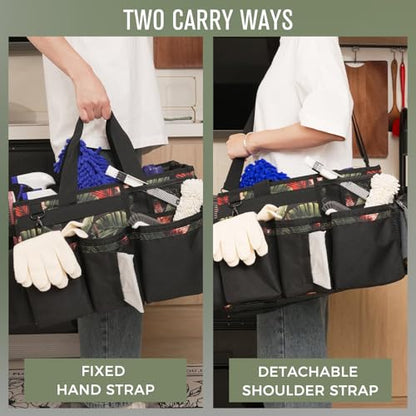 SCAVATA Wearable Cleaning Caddy Organizer With Handle & Shoulder Strap - color: GreenBush