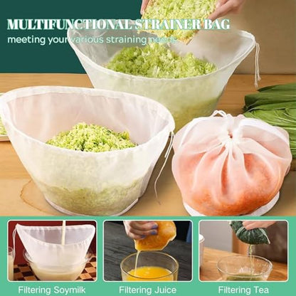 Cheese Cloths for Straining– Reusable Filter Bags Ultra-Fine Mesh Strainer for Filter NutMilk, Yogurt, Fresh Cheese, Juicing, Coffee, Milk, Butter & Juices (6)