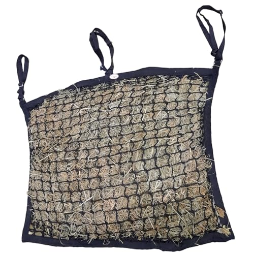 XL Knotless Slow Feed Hay Net – 48"x30", 2" Openings, Soft on Muzzles, with 3 Adjustable Straps for Fence or Stall Hanging