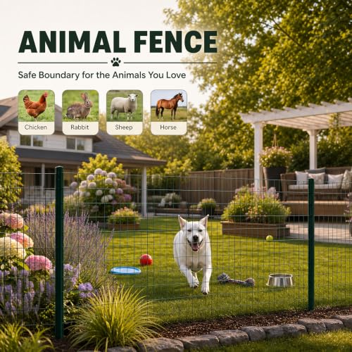 PVC Coated Welded Wire Fence 48 Inch x 100 Foot, 2 Inch x 3 Inch 16GA Green - color: Green, size: 48"×100'
