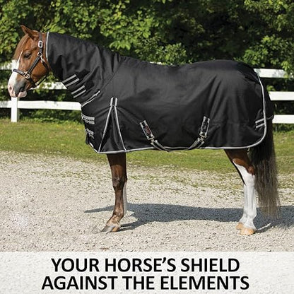 STORM SHIELD Classic II Horse Turnout Blanket | Attached Neck European Surcingle Design | Horse Blankets for Winter Waterproof | Winter Horse Blanket - size: Horse Size 60, style: Medium Weight (220 gm)