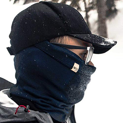 100% Merino Wool - Midweight Neck Gaiter - Skiing Neck Warmer - Winter Face Mask - Multipurpose Headwear - color: Navy Blue