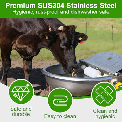 Automatic Drinking Water Bowl with Float Valve, 304 Stainless Steel self-Filling Waterer,for Farms and backyards, Poultry and Livestock.