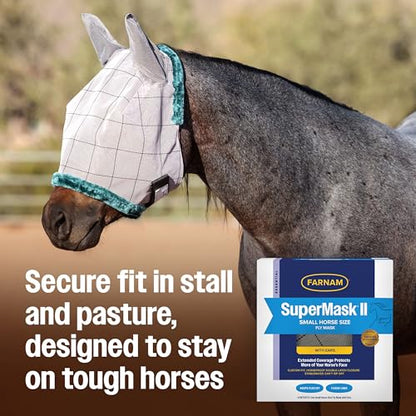 Farnam SuperMask II Horse Fly Mask with Ears, Small Size, Color May Vary