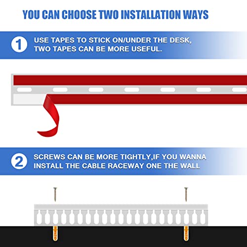 Cable Duct Management Raceway Kit, 62.8" (4 x 15.7) Server Rack Cable Management, Cable Management for Hide Network HDMI VGA Cable, Open Slot Cable Track Desk Wire Channel, Cable Raceway White 4 Pack - size: White-4