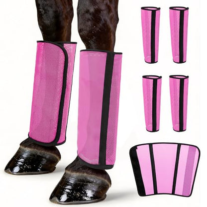 Fly Boots for Horses Set of 4 – Horse Fly Boots with Anti-Sag Stays & Breathable Mesh, Reduces Stomping & Fatigue, Curved-Edge Design for Natural Motion, Comfort Fit for Medium to Large Horses