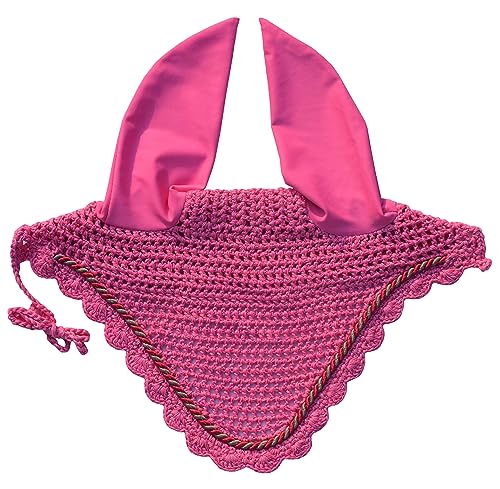 Elegant Horse Ear Bonnet, Fly Veil & Fly Mask – Superior Fly Protection with Style and Comfort for Every Ride (Pink, COB)