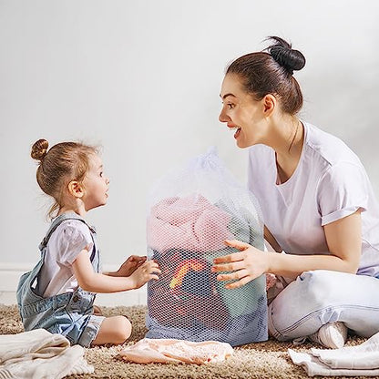 TecUnite 10 Pack Mesh Drawstring Bags for Laundry, 24 x 36 Inch, White - color: White, size: 24 x 36 Inch
