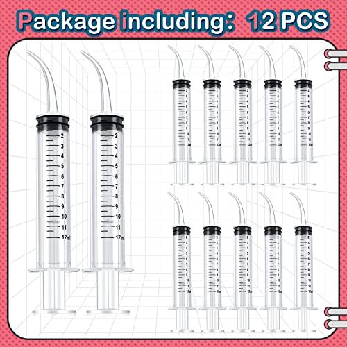 12 Pieces 12 ml Baby Birds Hand Feeding Syringes, Parrots Syringe Feeder