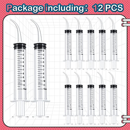12 Pieces 12 ml Baby Birds Hand Feeding Syringes, Parrots Syringe Feeder