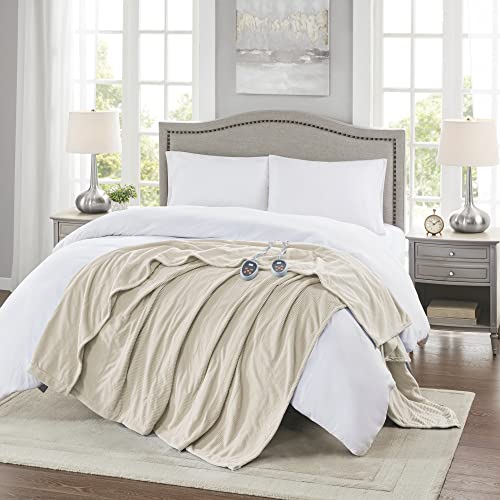 Beautyrest Heated Blanket Queen, Micro Fleece Electric Blanket, Beige - color: Beige, size: Queen