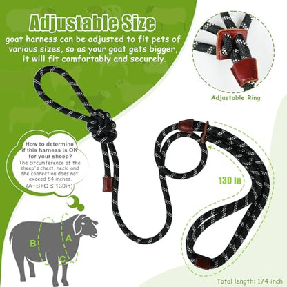 Goat Harness & Leash, Adjustable Step-in Sheep Harness, Goat Accessories, Livestock Halter Supplies for Goats and Sheep (Extra Large) - size: Extra Large