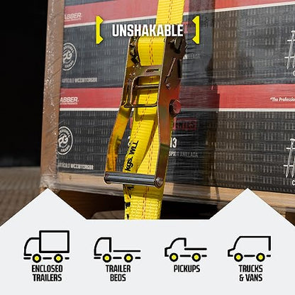DC Cargo Mall E Track Ratchet Straps, Heavy Duty Cargo Tie-Down E Track Straps 2" x 12', (8 Pack, Yellow) E Track Spring Fittings Tie Down Motorcycle, Vans, Trucks, Trailers - size: 8 - Pack
