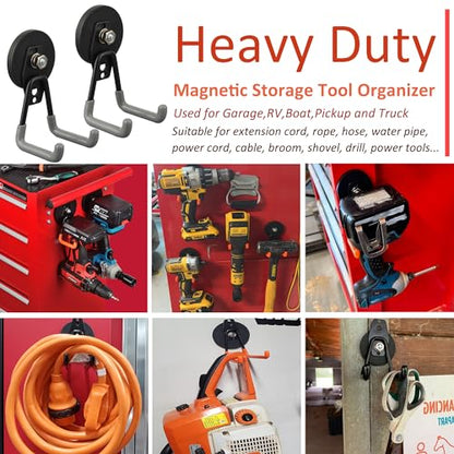ULIBERMAGNET Heavy Duty Magnetic Hooks,Strong Large Magnet Hooks for Power Drill,Garden Tools, Hose,Pegboard,Garage,Workshop,4 Pack Magnetic Storage Hooks for Indoor Outdoor Hanging(Gray) - style: 2.59" Strong Medium L Gray 4PC