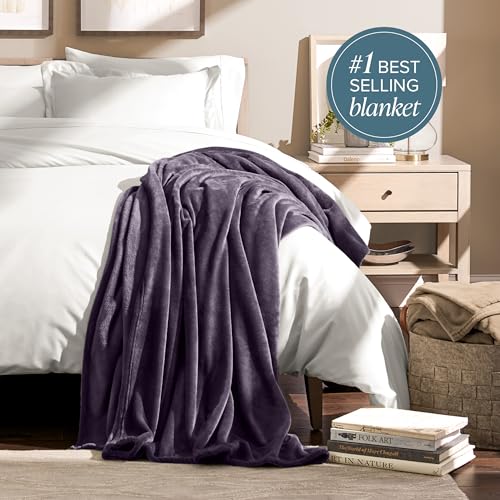 Bare Home Fleece Blanket Luxury Microplush (Full/Queen, Eggplant) - color: 15 - Eggplant, size: Full/Queen