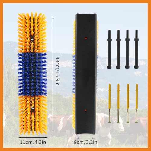 4PCS Livestock Scratching Brush Goat Scratching Tool Post Massage Grooming Brush with 8 Screws for Animals Back Scratcher Itch Brushes for Cattle, Sheep, Horses, Pigs,Cow(4, Yellow) - color: Yellow