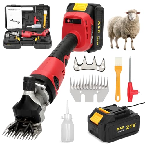 Upgraded Cordless Electric Sheep Shears - 3000mAh Brushless Motor 2000RPM, 6-Speed Adjustable Clippers for Goats, Heavy Duty Rechargeable Grooming Tool with High Hardness Blade & Safety Pressing Claw