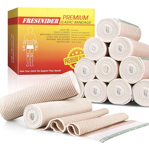 FRESINIDER Premium Elastic Bandage Wrap 6 Inch, 12 Pack, Hook and Loop - color: 12 Pack X 6 Inches