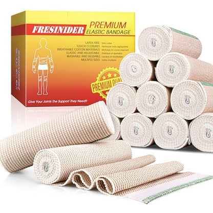 FRESINIDER Premium Elastic Bandage Wrap 6 Inch, 12 Pack, Hook and Loop - color: 12 Pack X 6 Inches