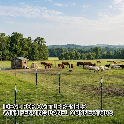 MorningRo 12 Pack Livestock Panel T-Post Connector T-Post Adapter Reusable Zinc-Plated Steel for Farm Trellis Building Fits Standard Wire Panels Holds for Farm Fence Repairs Expansions