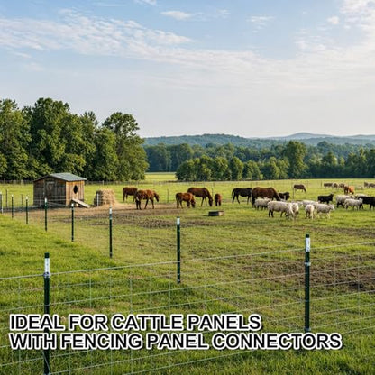 MorningRo 12 Pack Livestock Panel T-Post Connector T-Post Adapter Reusable Zinc-Plated Steel for Farm Trellis Building Fits Standard Wire Panels Holds for Farm Fence Repairs Expansions