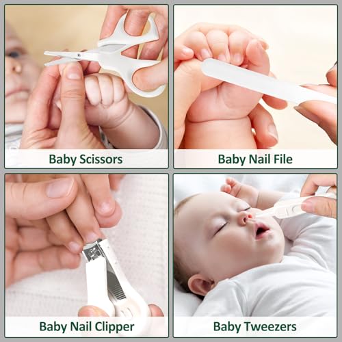 Baby Healthcare and Grooming Kit for Newborn Kids, 24PCS Upgraded Safety Baby Care Kit, Newborn Nursery Health Care Set, Baby Care Product (Grey White) - style: GREY WHITE-24