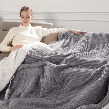Heated Throw Blanket Electric Throw Blanket Warming Blankets for Adults - color: Light Gray, size: Throw(50"x60")