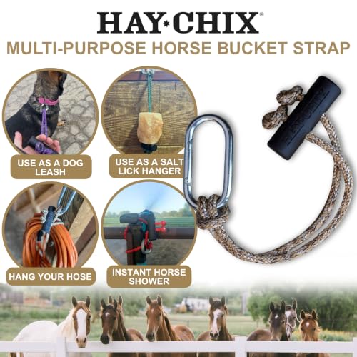 Hay Chix 14-Inch Horse Bucket Strap | Adjustable Stall Hanger, Oat - color: Oat