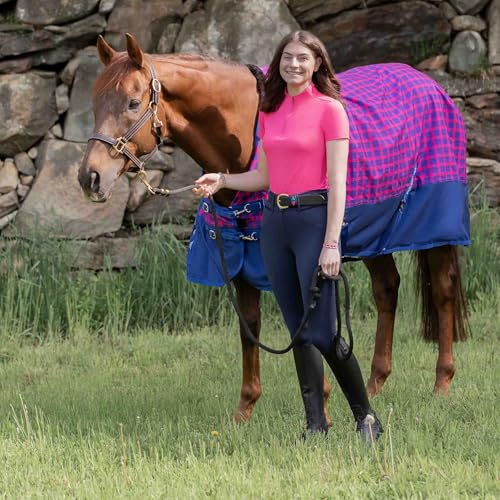 Equinavia Norse Waterproof Turnout Blanket, Lightweight 100g Rain Sheet - color: Galaxy Blue/Pink Flambee, size: 69 in