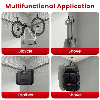 Bike Hooks for Garage Ceiling Mount Rack, Add on Storage Flat Hook, 4 Pack - color: Black-4Pack