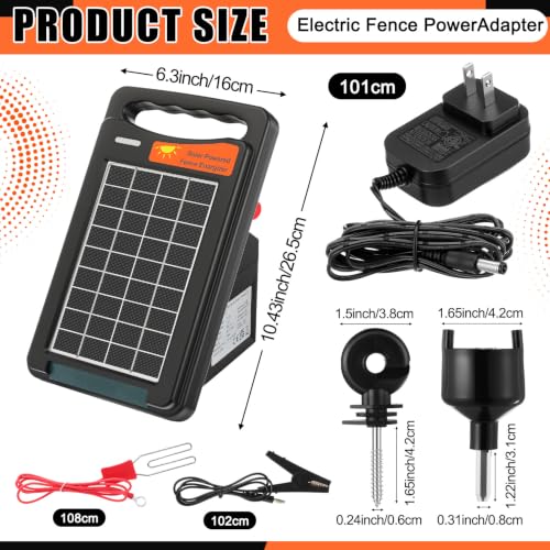 Relaxweex 9 Miles Solar Electric Fence Charger, Output 0.18j Electric 24-Hour Uninterrupted Protection Solar Fence Charger Can Work for 14 Days Without Sunlight