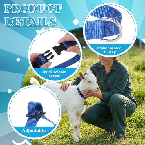 20 Pack Adjustable Goat Collar with Bell and Number Tag