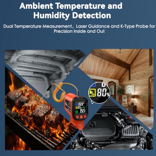 Infrared Thermometer Gun, -58°F to 2732°F, Dual-Mode 50:1 - color: Orange/-58°F to 2732°F and -4°F to 932°F