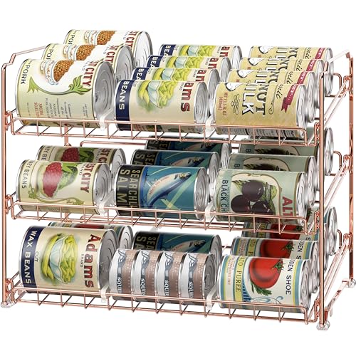 Simple Houseware 3-Tier Stackable Can Organizer Rack 36 Cans, Rose Gold - color: Rose Gold