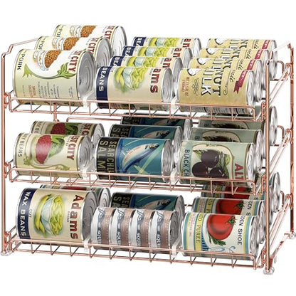 Simple Houseware 3-Tier Stackable Can Organizer Rack 36 Cans, Rose Gold - color: Rose Gold