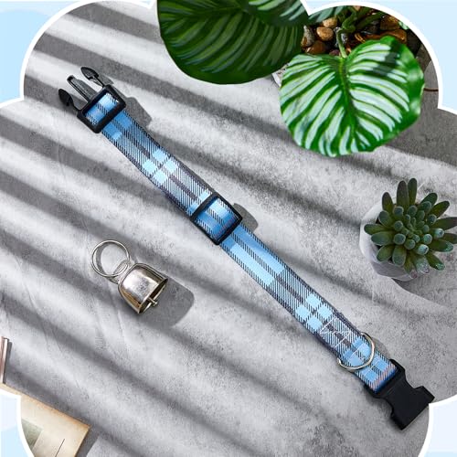 Goat Collar with Copper Bell Set for Sheep Lambs Pygmy Goat,Blue Stripes