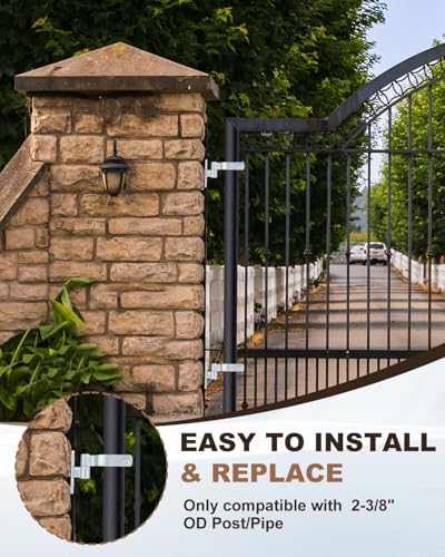 4 PCS Chain Link Fence Gate Male Hinges,Fits 2-3/8" OD Post/Pipe, 5/8" Pin