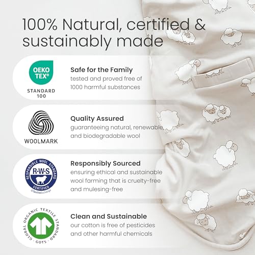 Woolino 4 Season Ultimate Baby Sleep Sack, Merino Wool Baby Sleeping Bag, Organic Cotton Outer, Adjustable 2-24 Months Size Fits Infants & Toddlers - Strawberry - color: Strawberry