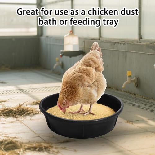 6 Pcs Rubber Feeder Pan 12 Quart/ 3 Gallon Rubber Dust Bath Tub Large Utility Feed Bucket Livestock Bowl for Feeding Pig Dog Horse Goat Chicken Animal, 17.1 x 4.3 Inch
