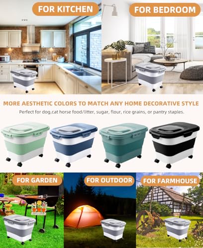 20-23 Lbs Dog Food Storage Container,Collapsible Dog Food Container - color: Grey