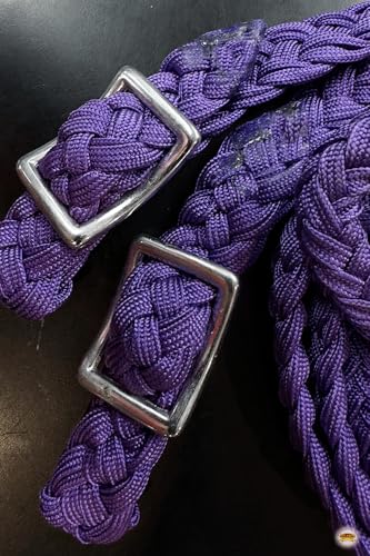 HILASON 1" X 8Ft Braided Poly Barrel Reins Horse Racing Flat Grip Knots - color: Purple