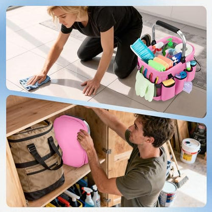 PGmoon Cleaning Caddy Organizer with Handle,Pink - color: Pink