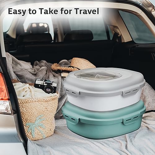 Komzon Rice Storage Bin Cereal Containers, 13-50lb Collapsible Rice Container Dispenser with Transparent Lid, Rolling Wheels, Measuring Cup and Scoop, Airtight Dog Cat Pet Food Storage Container White - color: White