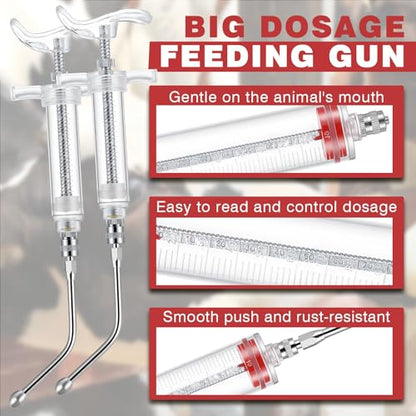 Threlaco 100ml 2 Pcs Drench Gun for Goats, Sheep & Cattle, Red - color: Red, size: 100ml