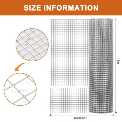 Hardware Cloth 1/2 inch 16inx30ft 21GA, - size: 16inx30ft