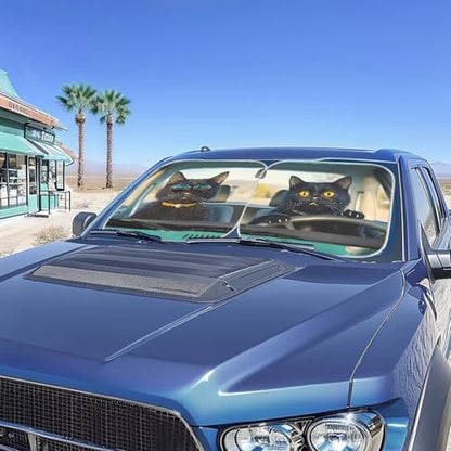 Fashion Cat Car Interior Accessories Sun Protection Easy to Install Automotive Windshield Sunshades Keep Cool UV Rays Protection for Most Sedan Truck Van 28.5 x 25.5 inches - color: Fashion Cat