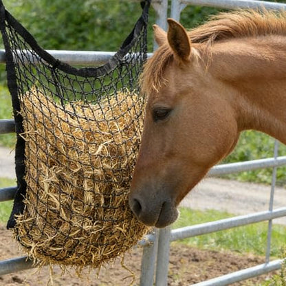 2 Pcs 31x28in Slow Feed Hay Nets for Horses Hanging Hay Bag Black