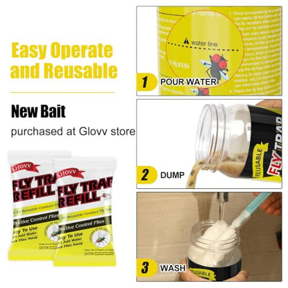2 Fly Traps Outdoor for Patio with 2 Bait, Reusable Bug Catcher Bottle Jar - size: 2 pack2