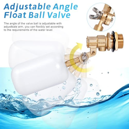 2 Pack 3/4 inch Brass Water Float Valve Pool Auto Fill Float Valve | Garden Hose Float Valve with Adjustable Arm, Water Level Control for Water Trough,Fountains,Water Tank,Ponds,Pool,Aquariums - color: 3/4 in