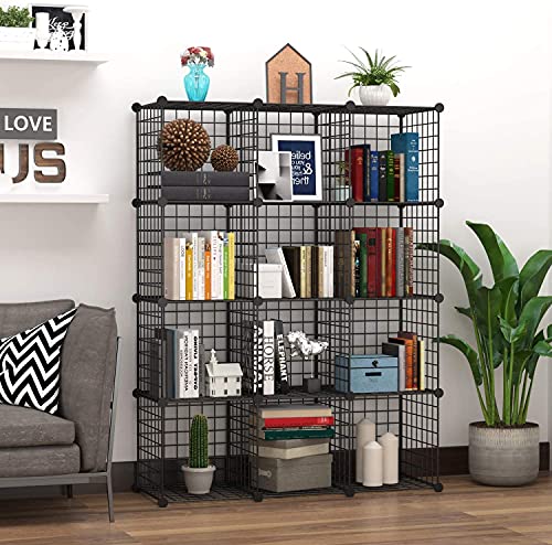 C&AHOME Wire Cube Storage, 12-Cube Storage Organizer Metal, C Grids, Black - color: Black